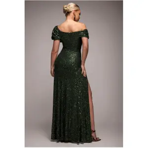 Langes Kleid mit schulterfreiem Design und Kordelzug für Damen Goddiva image-1