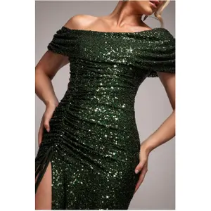 Langes Kleid mit schulterfreiem Design und Kordelzug für Damen Goddiva image-2