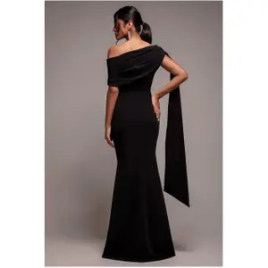 Lång Asymmetrisk Bodycon Klänning med Bälte Dam Goddiva image-1