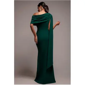 Lång Asymmetrisk Bodycon Klänning med Bälte Dam Goddiva image-1