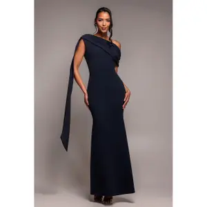 Lång Asymmetrisk Bodycon Klänning med Bälte Dam Goddiva image-2