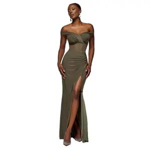 Women's long wrap dress Goddiva image-0
