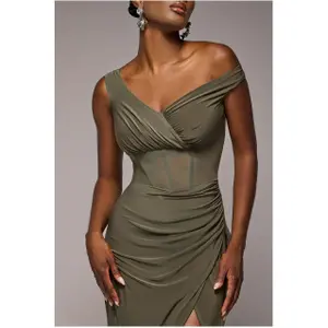 Women's long wrap dress Goddiva image-3