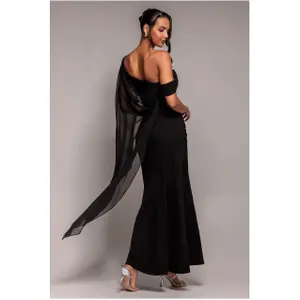 Asymmetrisches Chiffon- und Scuba-Kleid Damen Goddiva Maxi image-1