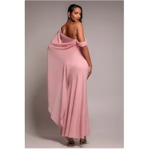 Robe asymétrique mousseline et scuba femme Goddiva Maxi image-1