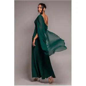 Robe asymétrique mousseline et scuba femme Goddiva Maxi image-1