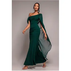 Robe asymétrique mousseline et scuba femme Goddiva Maxi image-2