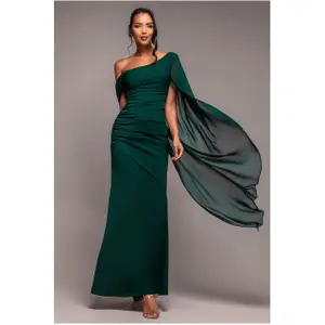 Robe asymétrique mousseline et scuba femme Goddiva Maxi image-3