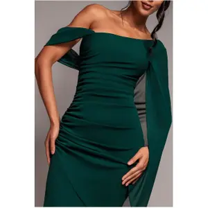 Robe asymétrique mousseline et scuba femme Goddiva Maxi image-4