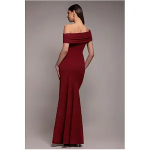 Maxi Plisseret Asymmetrisk Bardot Skærpet Og Udbredt Kjole Kvinde Goddiva image-1