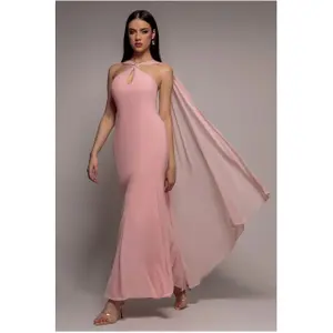 Vrouwelijke chiffon jurk met cape Goddiva Maxi image-2