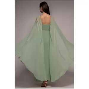 Vrouwelijke chiffon jurk met cape Goddiva Maxi image-2