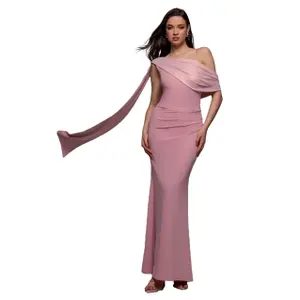 Asymmetrical Lurex Dress Women Goddiva Maxi