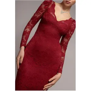 Lace Trim V-Neck Dress Woman Goddiva Maxi image-2