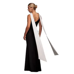 Contrast Crepe Halter Dress with Belt Women Goddiva image-2
