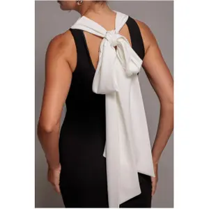 Contrast Crepe Halter Dress with Belt Women Goddiva image-5