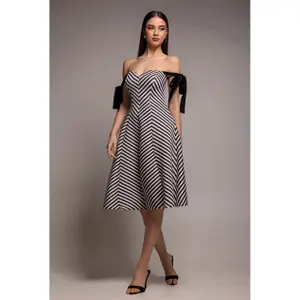 Robe listrada mulher Goddiva Bow A Line Midi
