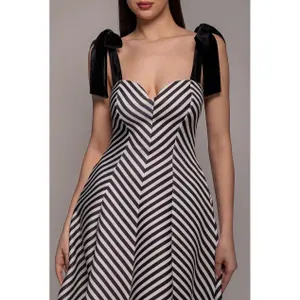 Robe listrada mulher Goddiva Bow A Line Midi image-3