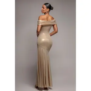 Asymmetrisches Bardot-Kleid Damen Goddiva Maxi image-2