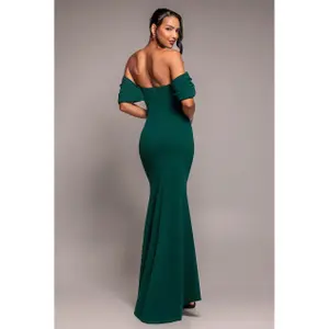 Damen Kleid mit Drapierten Ärmeln Goddiva Off The Shoulder Maxi image-1