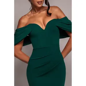 Damen Kleid mit Drapierten Ärmeln Goddiva Off The Shoulder Maxi image-2