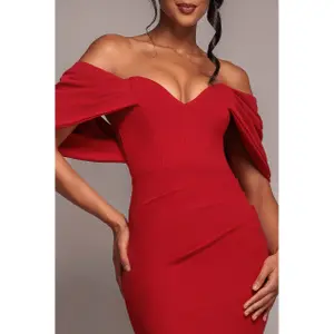 Damen Kleid mit Drapierten Ärmeln Goddiva Off The Shoulder Maxi image-3