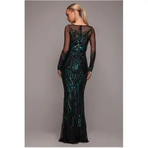 Women's long sleeve dress Goddiva Sequin Flame Maxi image-1