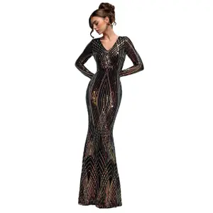 Women's sequin V-neck dress Goddiva Maxi