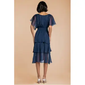 Damen Chiffonkleid mit Flügelärmeln Goddiva Midi image-1