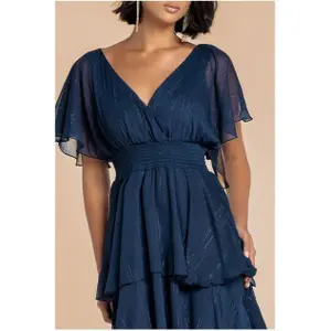 Damen Chiffonkleid mit Flügelärmeln Goddiva Midi image-2