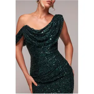 Asymmetrical sequin dress for women Goddiva Maxi image-2