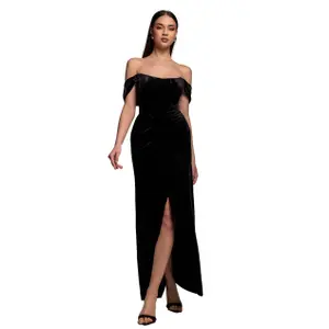 Velvet corset dress for women Goddiva Maxi image-0
