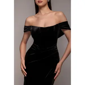 Velvet corset dress for women Goddiva Maxi image-2