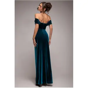 Velvet corset dress for women Goddiva Maxi image-1
