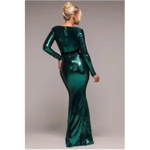 Dress with bodice for women Goddiva Liquid Sequin Maxi image-1