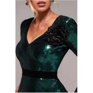 Dress with bodice for women Goddiva Liquid Sequin Maxi image-2