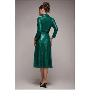 Women's sequined skater shirt dress Goddiva image-1