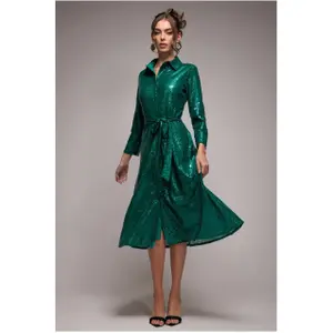 Women's sequined skater shirt dress Goddiva image-2