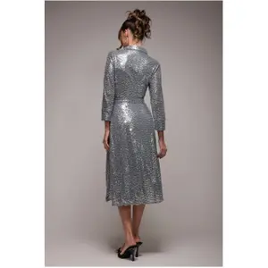 Women's sequined skater shirt dress Goddiva image-1