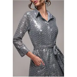 Women's sequined skater shirt dress Goddiva image-2