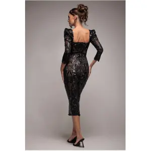 Square neck dress for women Goddiva Midi image-1