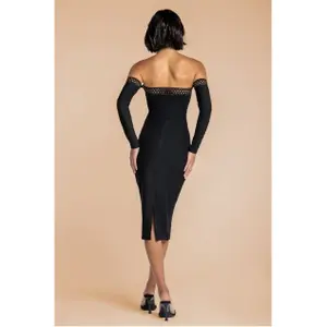 Vestido de alças canelado para mulher Goddiva Ribbed Midi image-1