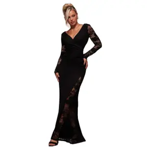 Lace wrap dress for women Goddiva Scuba Maxi