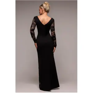 Lace wrap dress for women Goddiva Scuba Maxi image-1