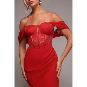 Lace wing bodice dress for women Goddiva Maxi image-1