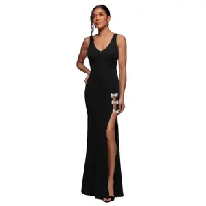 Meerjungfrauenkleid mit Strassbrosche für Damen Goddiva Maxi