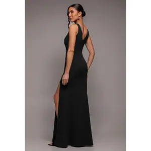 Meerjungfrauenkleid mit Strassbrosche für Damen Goddiva Maxi image-1