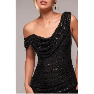Asymmetrical sequin dress for women Goddiva Maxi image-2