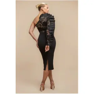 Women's dress Goddiva One Shoulder Organza Midi image-1