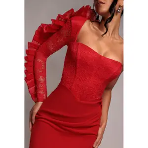 Women's dress Goddiva One Shoulder Organza Midi image-2